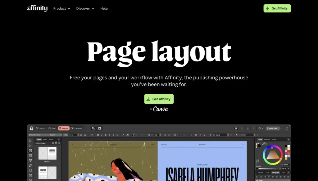 How to Design a Flyer or Leaflet for Free A screenshot of the Affinity homepage.