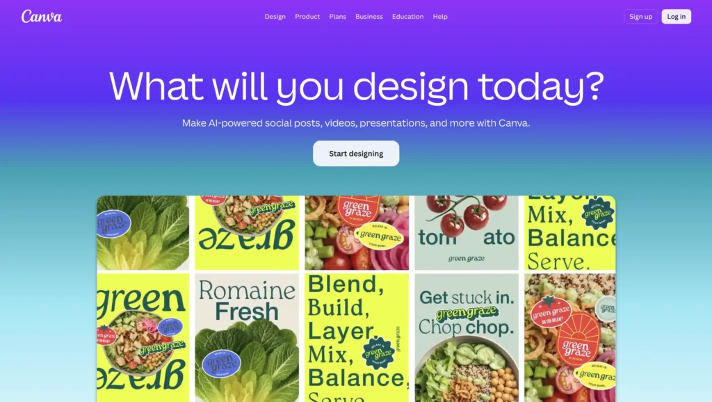 How to Design a Flyer or Leaflet for Free A screenshot of the Canva homepage where you can design a leaflet for free.