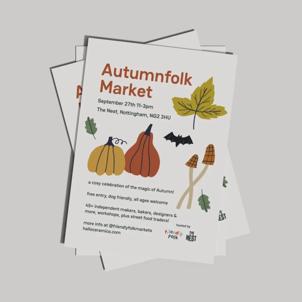 A flyer or leaflet for a makers market in West Bridgford, Nottingham.