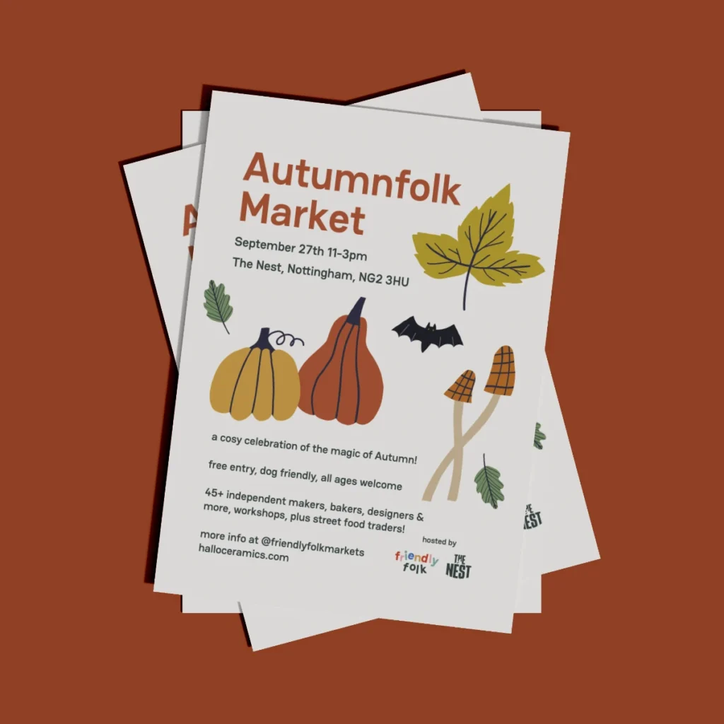 A flyer or leaflet for a makers market in West Bridgford, Nottingham.